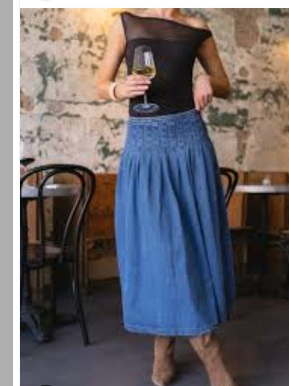 SUNDAY EDITION Pleated Waist Smocked Denim Skirts size small